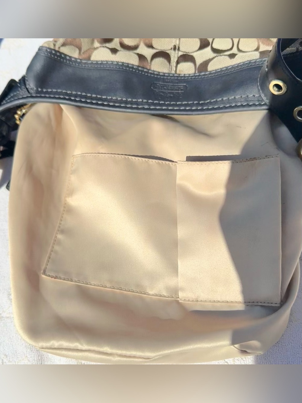 Coach Bleecker Bucket Signature Canvas Bag Black Leather Trim Convertible Y2K - Picture 13 of 16